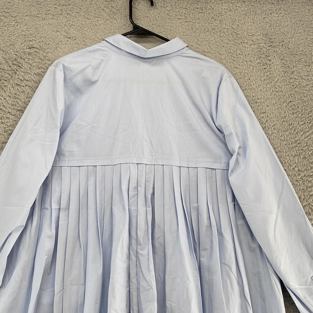 Pleated Back Tunic Top Womens Large Blue Collared Popover Stretch Blouse Capsule - Picture 10 of 12